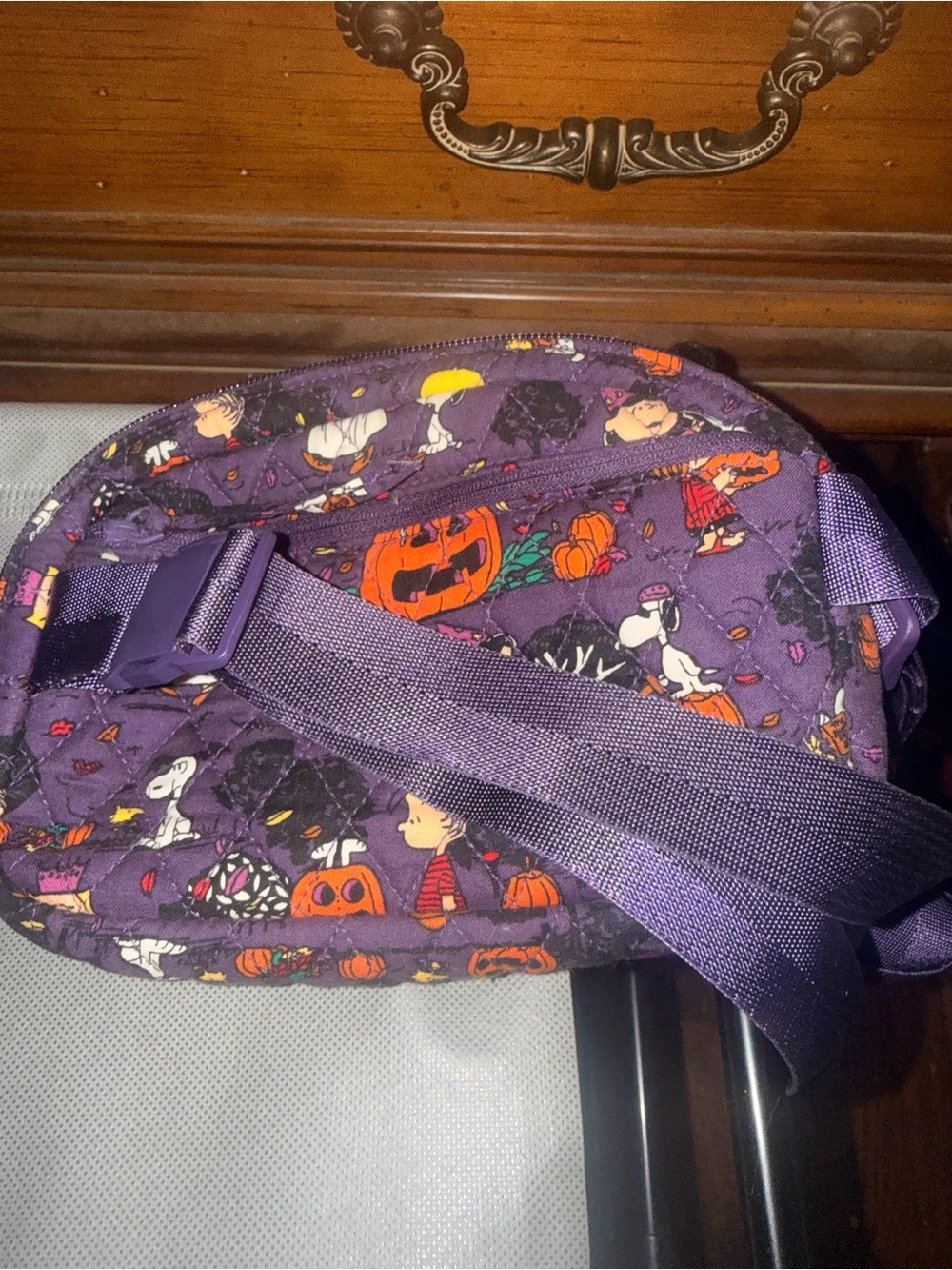 Vera Bradley Purple Halloween Snoopy Crossbody Bag with Cartoon Pumpkin Print - Picture 2 of 4